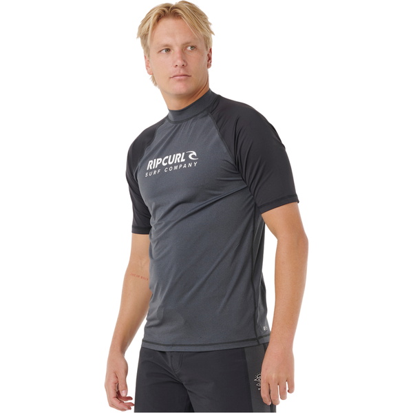 2026 Rip Curl Heren Shock UPF Lycra-vest Met Korte Mouwen 16HMRV - Black Marle